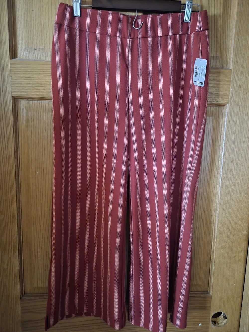 Red Stripe Wide-Leg Trousers